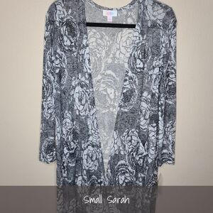 LuLaRoe Sarah Duster Cardigan Small Floral Grey NEW